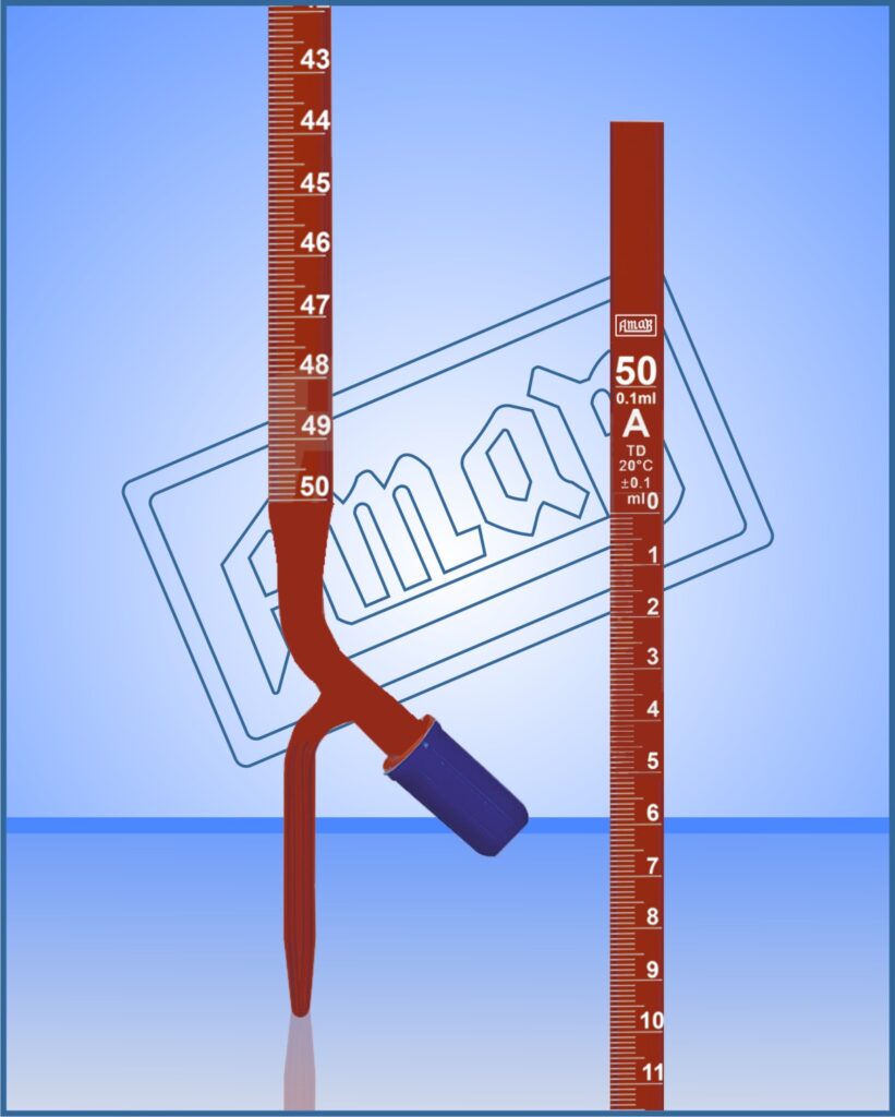 Burettes Class ‘A’ with Rota Flow Stopcock, NABL Certified, Amber Color