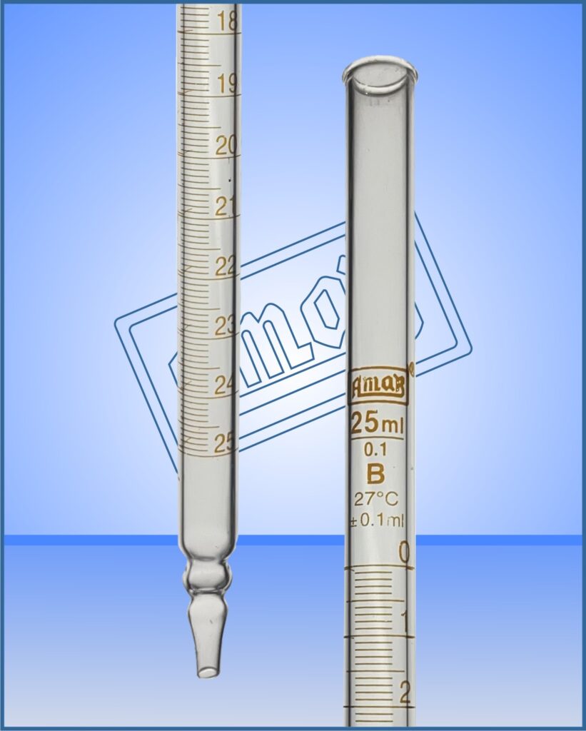 Burettes with Pinch Clip, Rubber tube & Glass jet