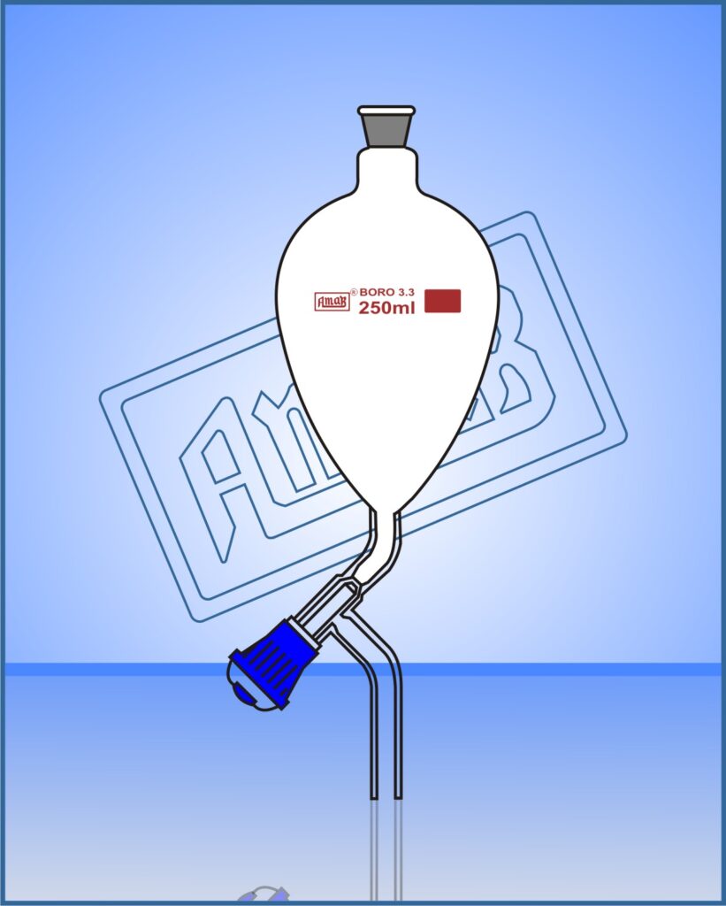 Separating Funnel, Pear Shape with Rota Flow Stopcock & Stopper