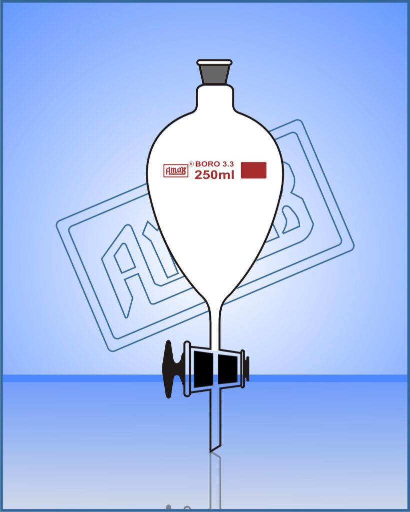 Separating Funnel, Pear Shape with PTFE Stopcock & Stopper