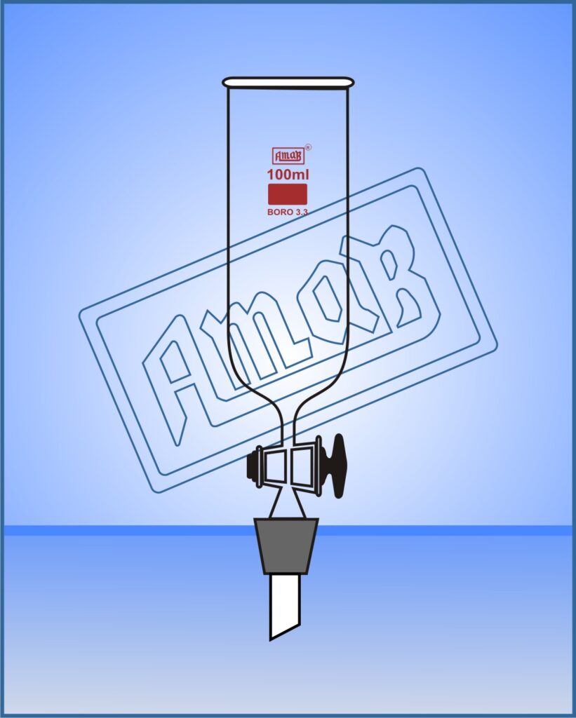 Dropping Funnel, with Rota Flow Stopcock & Stopper, Stem with Cone