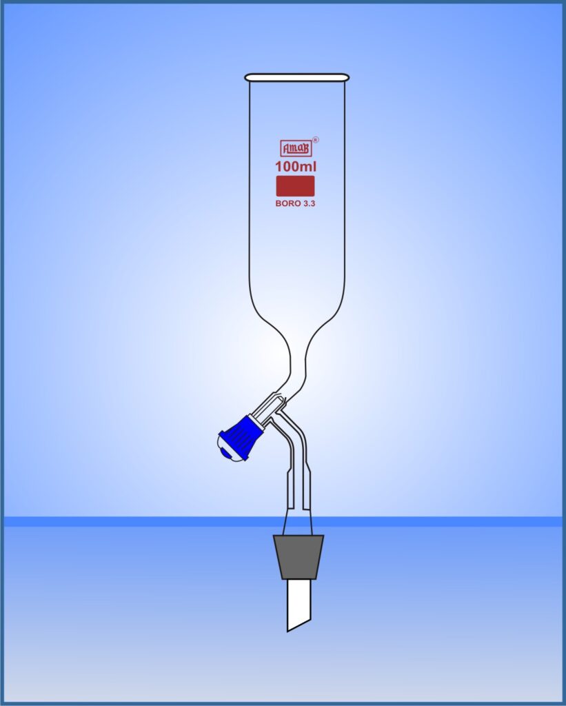 Dropping Funnel, with Glass Stopcock & Stopper, Stem with Cone