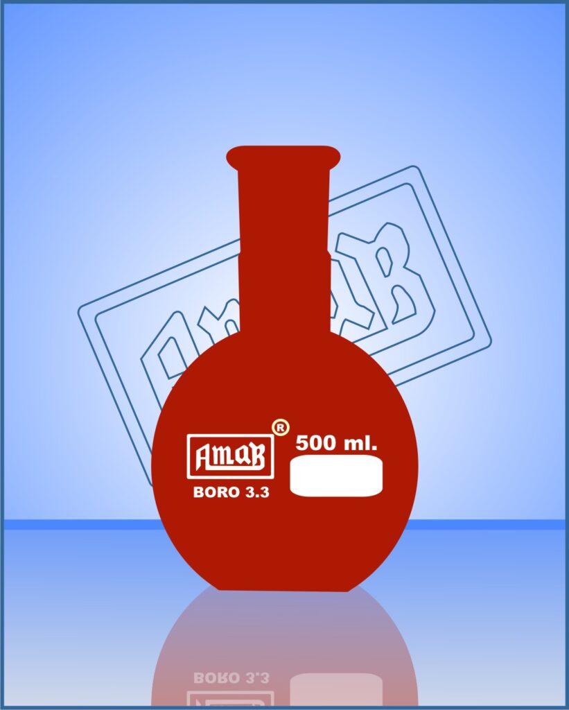 Boiling Flask, Flat Bottom with Standard I/C Joints, Amber Color