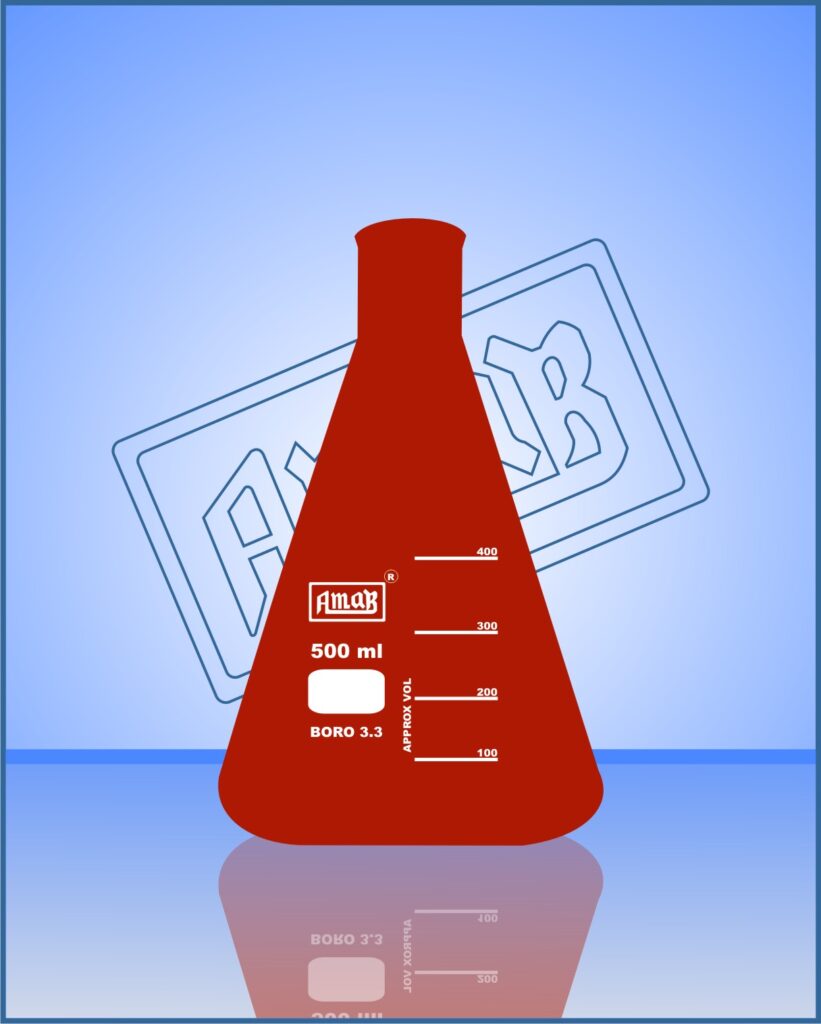 Conical Flask Erlenmeyer, N.M., Amber Color