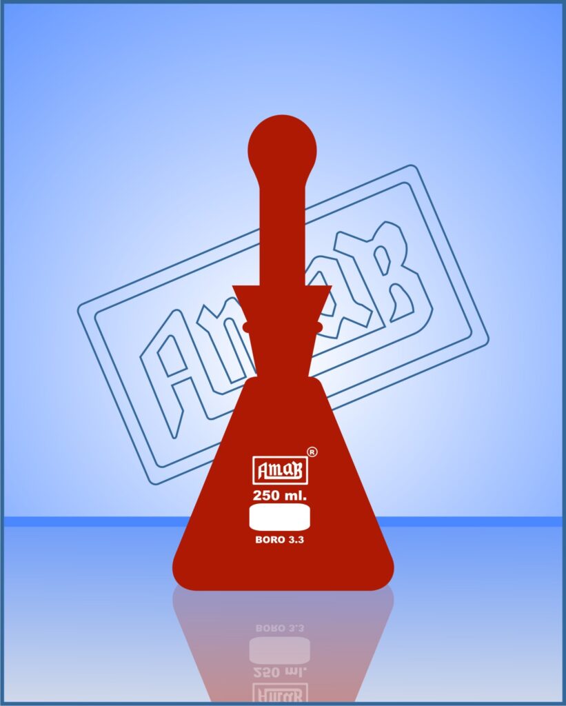 Iodine Flask, with Standard I/C Joint and Stopper, Amber Color