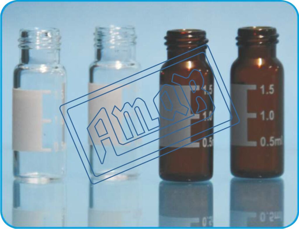 Chromatography Graduated, Screw Vials 9mm wide opening with white Patch